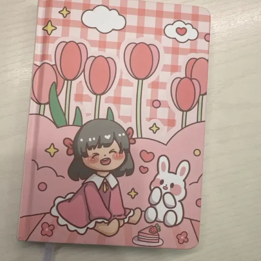 [BUNJANG] Pink Rabbit and Girl Illustration Diary / 다이어리