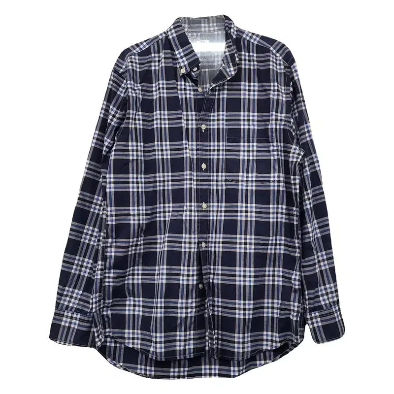 [BUNJANG] Uniqlo Checked Navy Shirt L / 유니클로 체크 네이비 셔츠 L