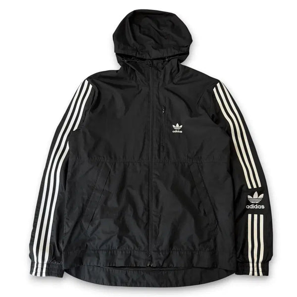 [BUNJANG] Adidas Black Lock Up Two-Way Windbreaker Jacket L / 아디다스 블랙 락업 윈드브레이커 투웨이 자켓 L