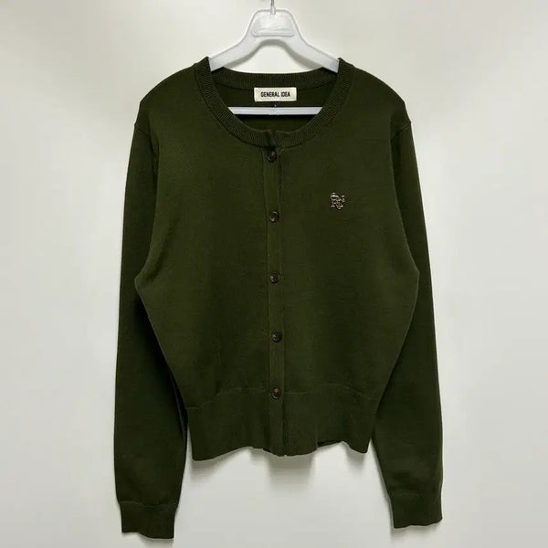 [BUNJANG] General Idea Essential Crewneck Cardigan - Khaki (Women's L) / [여자-95~100]제네럴아이디어 에센셜 크루넥 가디건