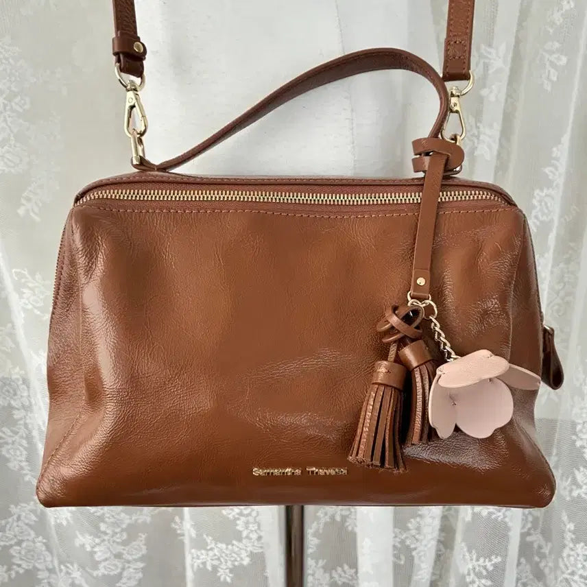[BUNJANG] Samantha Thavasa Leather Crossbody Bag Brown / 사만사타바사 양가죽 크로스백 브라운