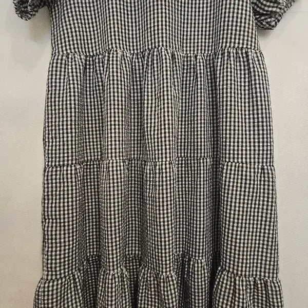 [BUNJANG] Cool Check Pattern Ruffle Dress / 시원한 체크 패턴 캉캉 원피스