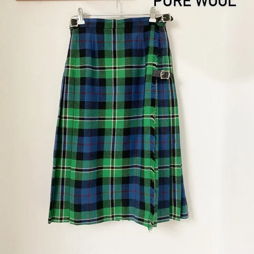 [BUNJANG] Laird Portch Check Wool Wrap Midi Skirt / Laird Portch 체크 울 랩 미디스커트