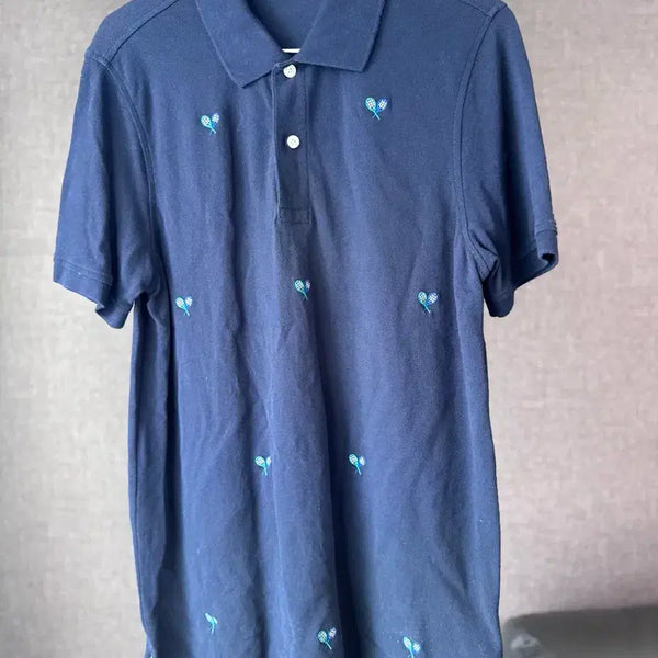 [BUNJANG] Brooks Brothers Navy Tennis Racket Embroidered Polo Shirt M / 브룩스브라더스 네이비 테니스 라켓 자수 카라티 M