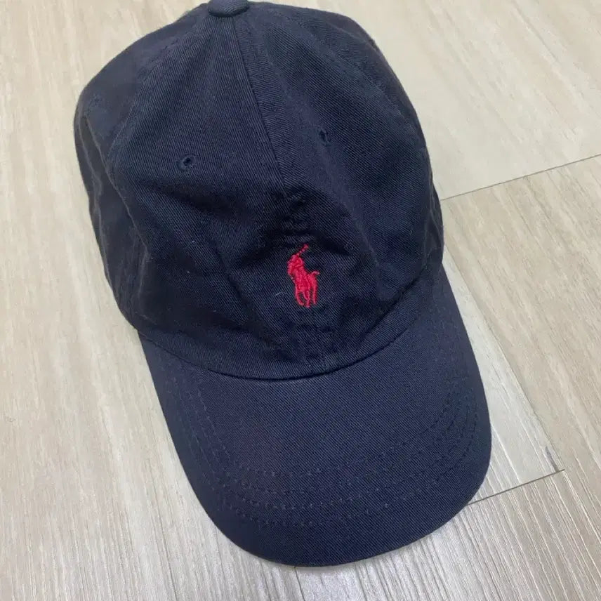 [BUNJANG] Polo Ralph Lauren 90s Vintage Two-Tone Leather Strap Cotton Ball Cap (Navy/Red) / 90s 폴로 빈티지 투톤 레더스트랩 볼캡 (네이비/레드)