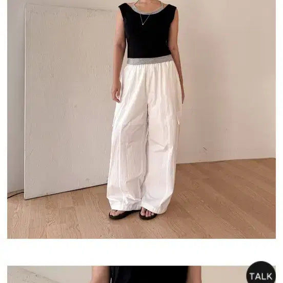 [BUNJANG] White Wide Pants - Size L / 와이드팬츠 화이트 새상품 L
