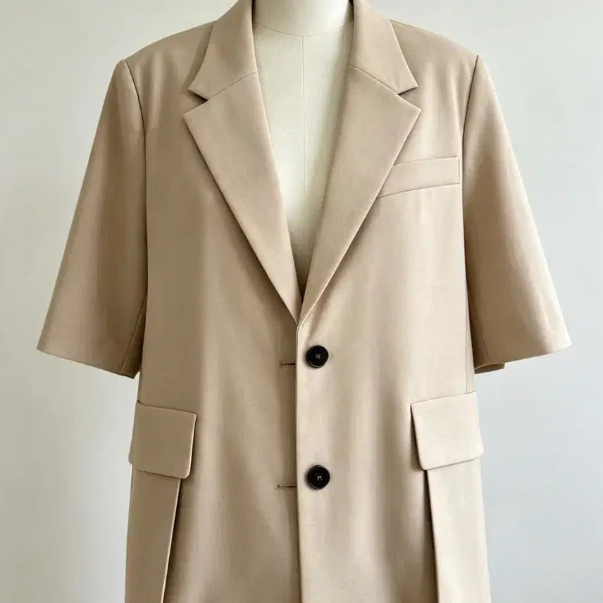 [BUNJANG] Lucky Chouette Short Sleeve Jacket Beige Size 36 / 럭키슈에뜨 반팔 자켓 베이지 36