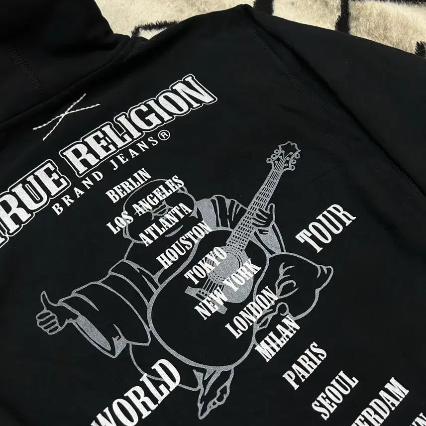 [BUNJANG] True Religion Big Horse Hoodie Black Fleece Lined Hoodie Black Fleece / [M]트루릴리전 빅 홀스 후드/블랙/기모