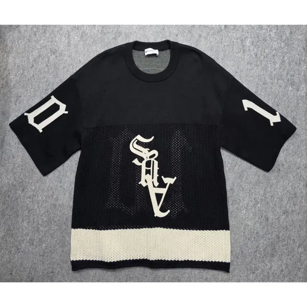 [BUNJANG] ASKYOURSELF Mesh Short Sleeve Jersey Knit L / ASKYURSELF 에스크유어셀프 메쉬 반팔 저지 니트 L