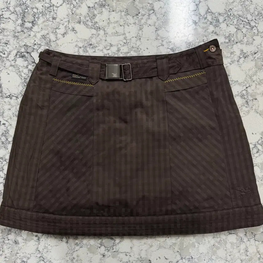 [BUNJANG] Salewa Check Belt Skirt Brown / 살레와 체크 벨트 스커트 브라운
