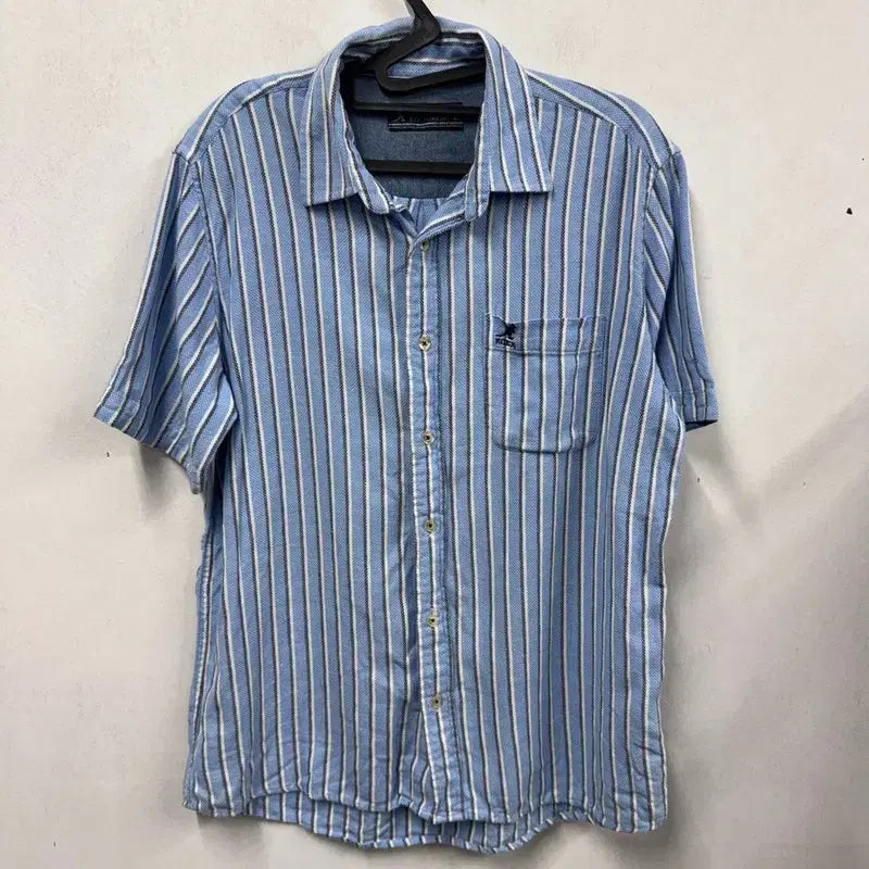 [BUNJANG] Kangol Stripe Short Sleeve Shirt / [정품/M] 캉골 스트라이프 반팔 셔츠