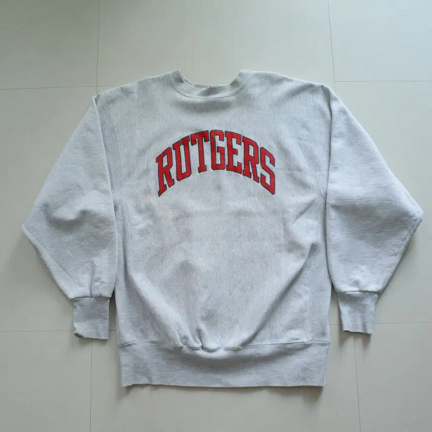 [BUNJANG] 80s Vintage RUGGED SWEATS Rutgers Arch Logo Reverse Weave Sweatshirt / [MADE IN USA] 80s 빈티지 럿거스 아치로고 리버스위브 맨투맨
