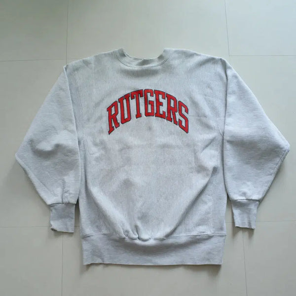 [BUNJANG] 80s Vintage RUGGED SWEATS Rutgers Arch Logo Reverse Weave Sweatshirt / [MADE IN USA] 80s 빈티지 럿거스 아치로고 리버스위브 맨투맨