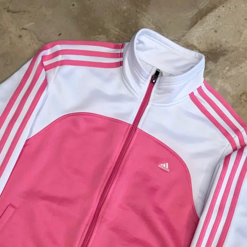 [BUNJANG] Adidas White Pink Color Block Track Top / 100 아디다스 화이트 핑크 배색 트랙탑