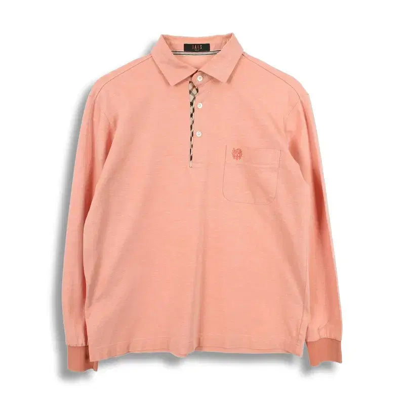 [BUNJANG] Daks Men's Embroidered Logo Half-Button Long Sleeve T-Shirt (M) / 닥스 (MEN - M) 코튼 자수 로고 반버튼 긴팔 티셔츠
