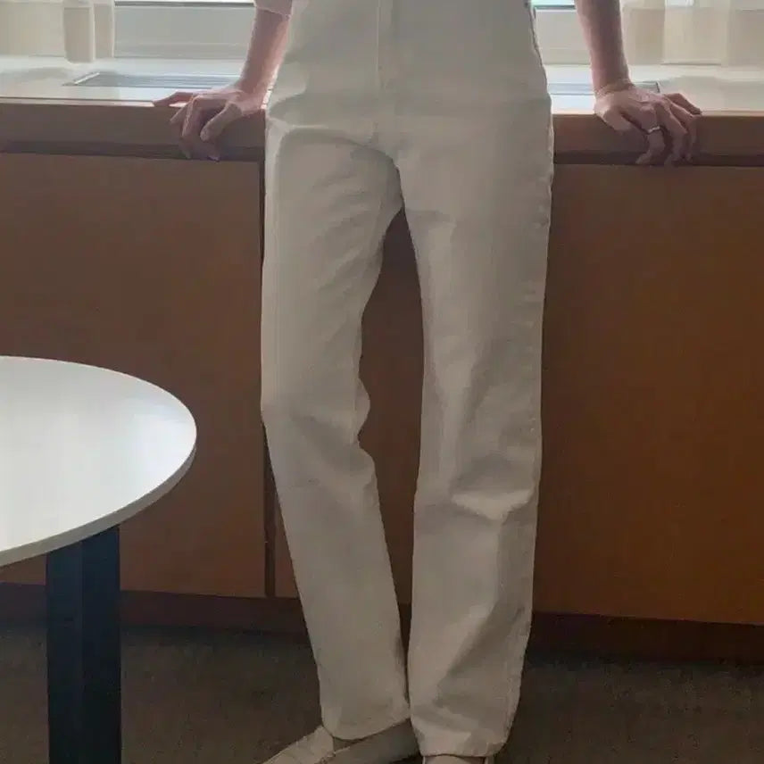 [BUNJANG] WearTheWeather White Straight Fit Denim Jeans / 웨어웨더 스트레이트 데님
