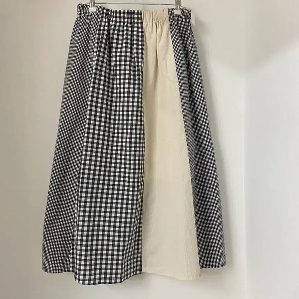 [BUNJANG] Patchwork Linen Long Skirt / 패치워크 린넨 롱스커트