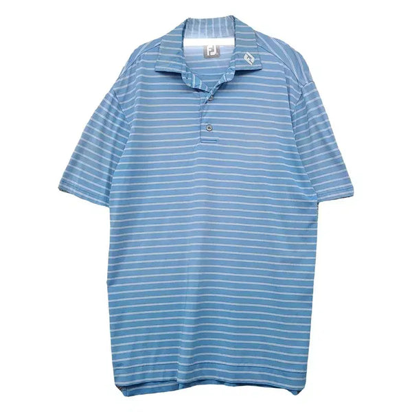 [BUNJANG] FootJoy Striped Light Blue Performance Training Short Sleeve Polo T-Shirt L / 풋조이 스트라이프 라이트 블루 기능성 트레이닝 반팔 카라티 L