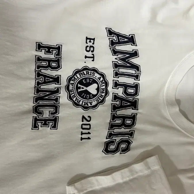 [BUNJANG] Amiparis France Logo T-Shirt White / [M] 아미파리스 프랑스 로고 반팔티 화이트