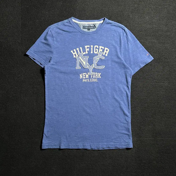[BUNJANG] Tommy Hilfiger Vintage Blue Patch Logo Short Sleeve T-Shirt M / 타미힐피거 빈티지 블루 패치로고 반팔티셔츠