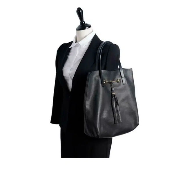 [BUNJANG] Gucci Horsebit Black Leather Tote Bag / (정품) 구찌 홀스빗 블랙 레더 토트백