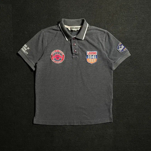 [BUNJANG] Jeep Charcoal Patch Logo Short Sleeve Polo T-Shirt / Jeep 차콜 패치로고 반팔카라티