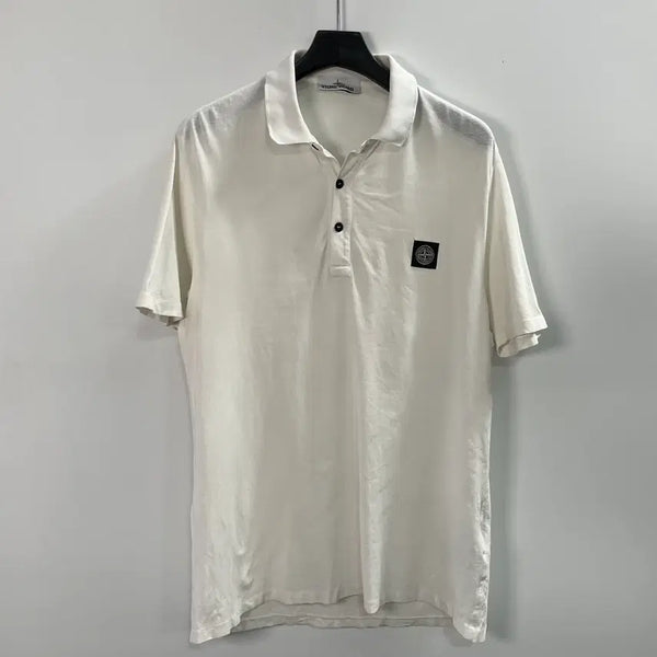 [BUNJANG] Stone Island Logo White Short Sleeve Polo Shirt XL / 스톤아일랜드 로고 화이트 반팔 카라티 (on.1641)
