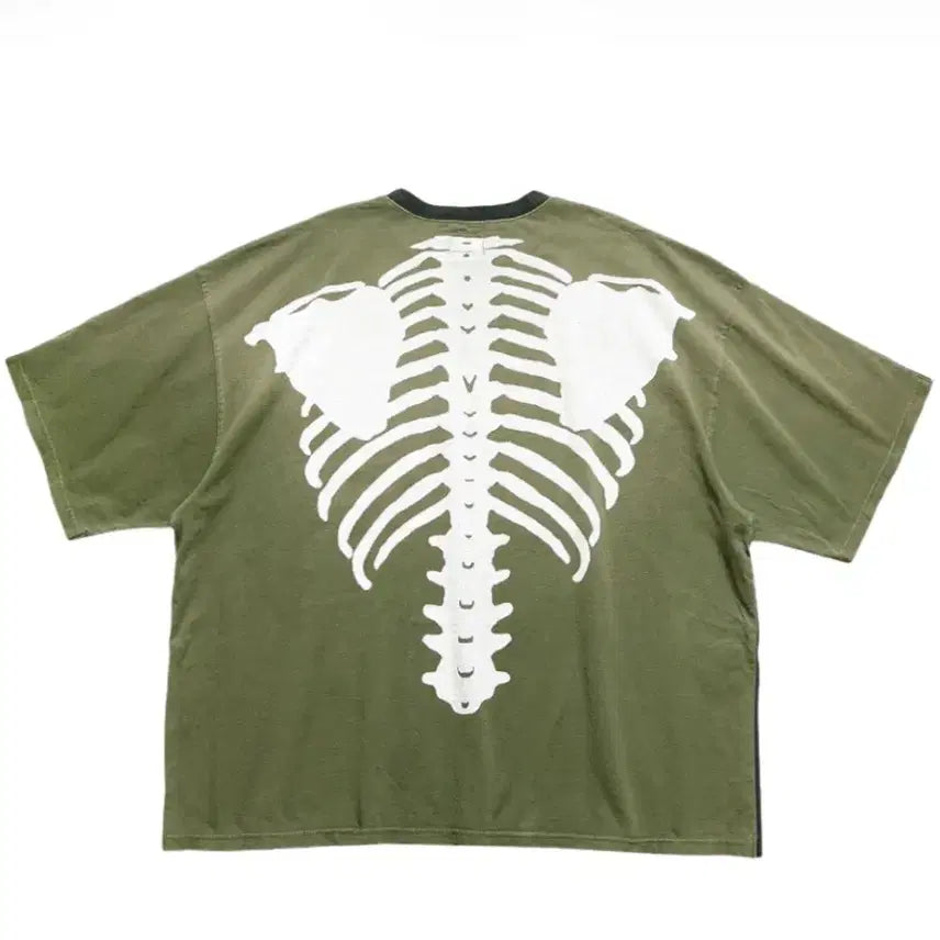 [BUNJANG] Capital Cotton Sitting Two-Tone Big Pocket Bone T-Shirt Black Khaki / [미개봉, 정품] 캐피탈 코튼 시팅 투톤 빅 포켓 본 티셔츠 블랙 카키