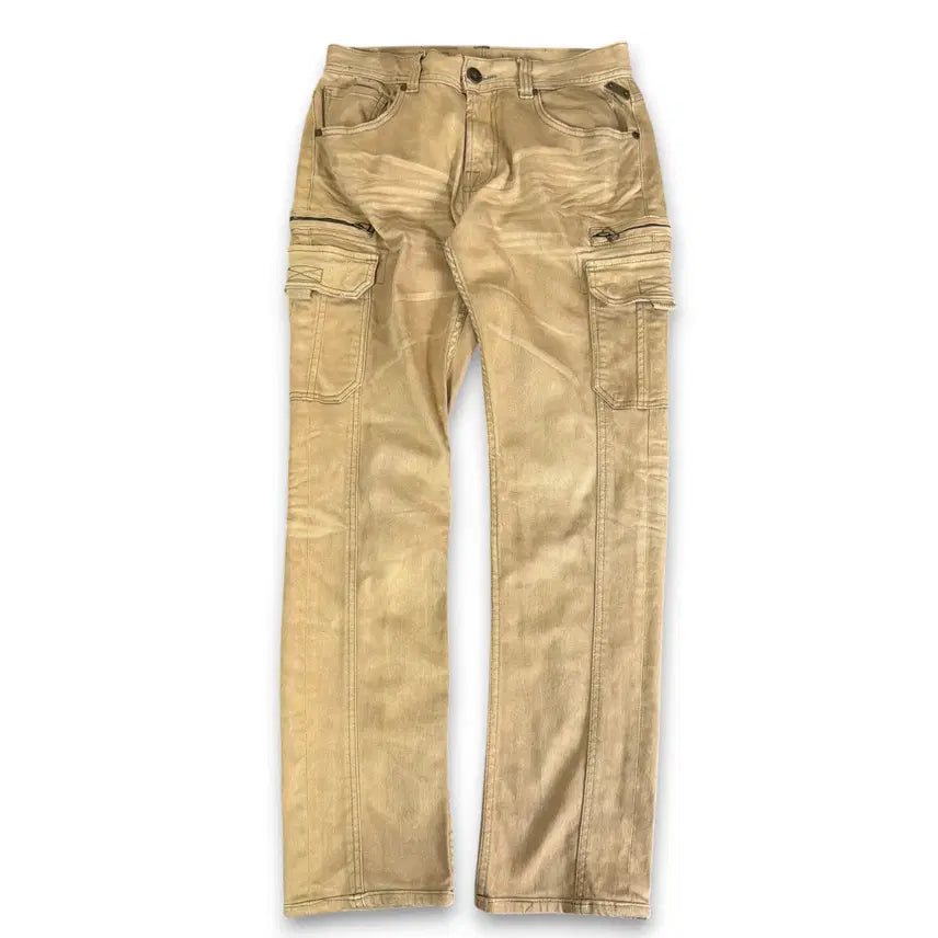 [BUNJANG] Buckaroo Beige Multi-Pocket Cut-Detail Cargo Denim Pants / (34) 버커루 베이지 멀티포켓 절개 디테일 카고 데님 팬츠