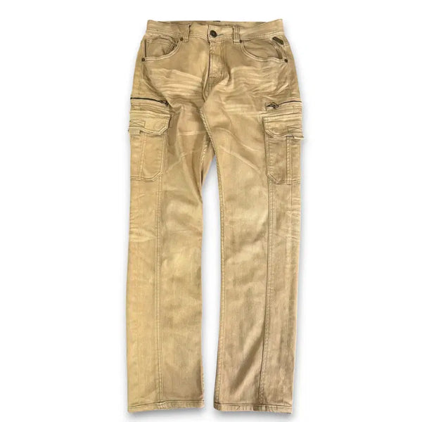 [BUNJANG] Buckaroo Beige Multi-Pocket Cut-Detail Cargo Denim Pants / (34) 버커루 베이지 멀티포켓 절개 디테일 카고 데님 팬츠