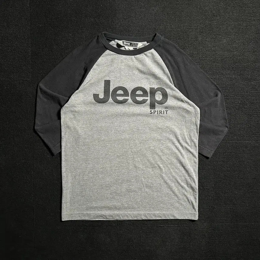 [BUNJANG] Jeep Charcoal Big Logo 7-Sleeve T-Shirt / Jeep 차콜 빅로고 7부 티셔츠