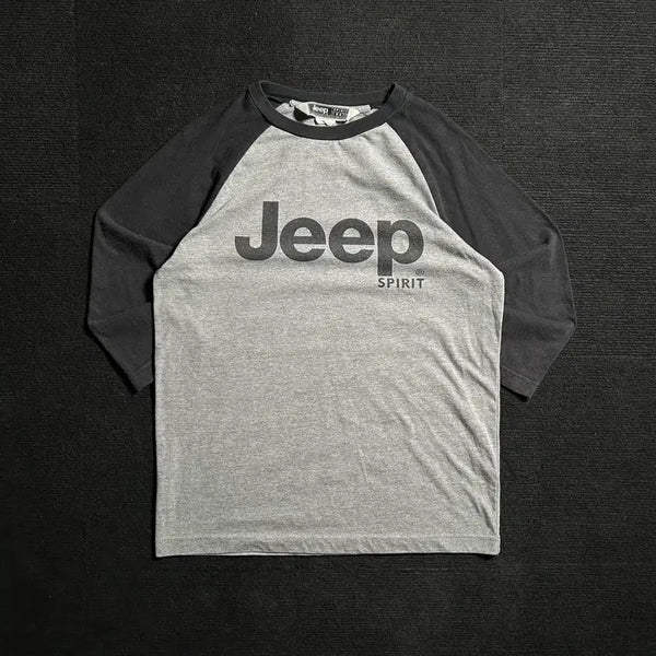 [BUNJANG] Jeep Charcoal Big Logo 7-Sleeve T-Shirt / Jeep 차콜 빅로고 7부 티셔츠