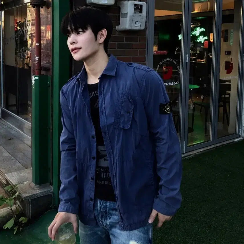 [BUNJANG] Stone Island Archive Pocket Overshirt Navy / 스톤아일랜드 정품 아카이브 포켓 오버셔츠 네이비