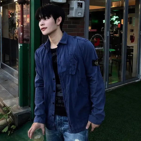 [BUNJANG] Stone Island Archive Pocket Overshirt Navy / 스톤아일랜드 정품 아카이브 포켓 오버셔츠 네이비