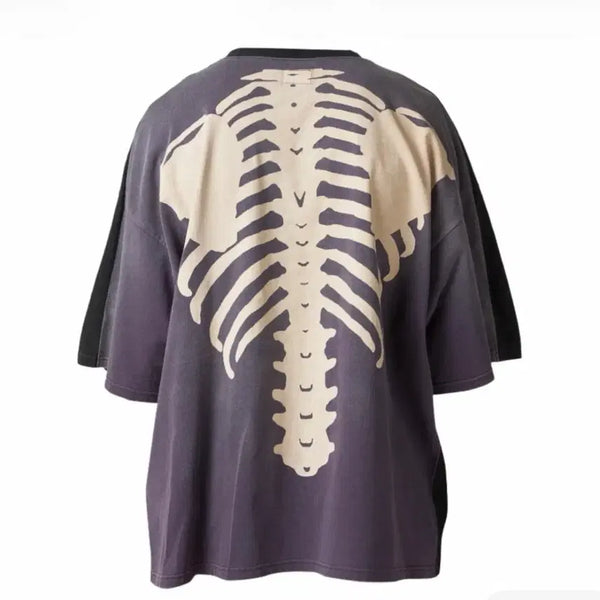 [BUNJANG] Kapital Cotton Sitting Two-Tone Big Pocket Bone T-shirt Black Purple / [미개봉, 정품] 캐피탈 코튼 시팅 투톤 빅 포켓 본 티셔츠 블랙 퍼플