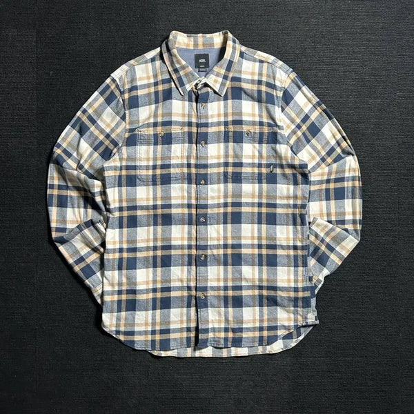 [BUNJANG] Vans Beige Flannel Check Long Sleeve Shirt M / 반스 베이지 플란넬 체크 긴팔 셔츠