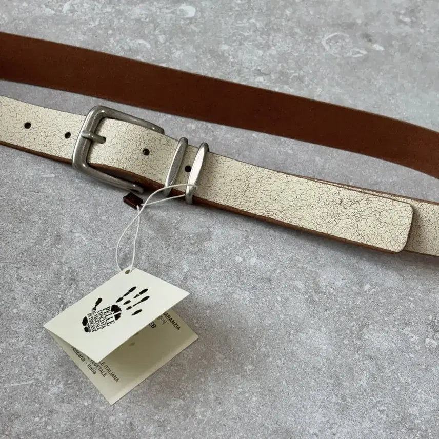 [BUNJANG] Vera Pelle Certified Italian Cowhide Vintage Crack Leather Western Belt / 이탈리아 베라펠레 인증 소가죽 빈티지 크랙 레더 웨스턴 벨트