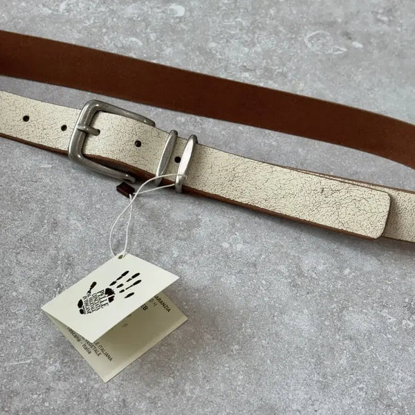 [BUNJANG] Vera Pelle Certified Italian Cowhide Vintage Crack Leather Western Belt / 이탈리아 베라펠레 인증 소가죽 빈티지 크랙 레더 웨스턴 벨트