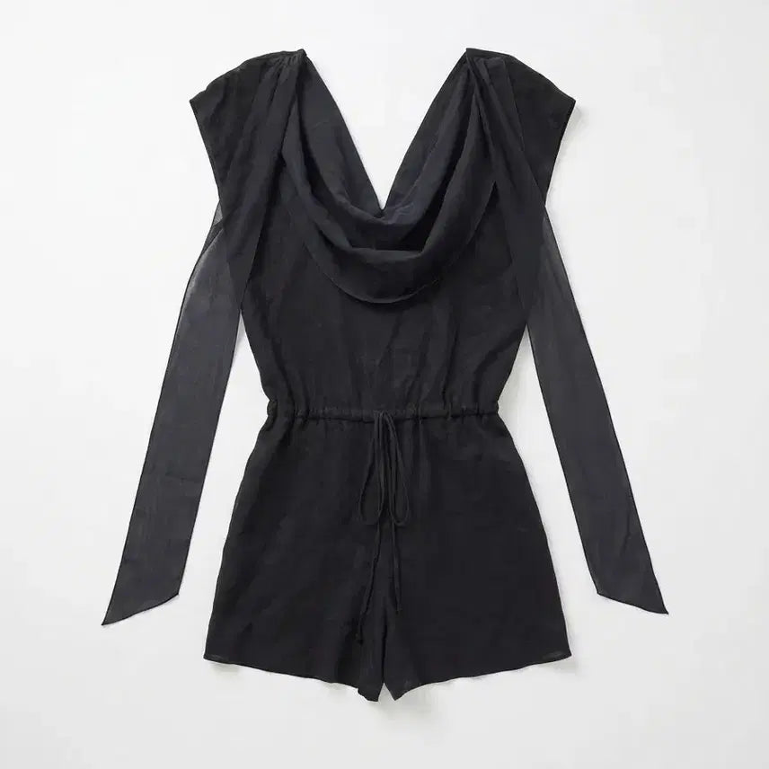 [BUNJANG] Alice + Olivia Black Linen Blend Jumpsuit / Alice + Olivia 블랙 린넨 혼방 점프수트