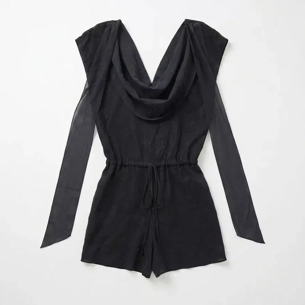 [BUNJANG] Alice + Olivia Black Linen Blend Jumpsuit / Alice + Olivia 블랙 린넨 혼방 점프수트