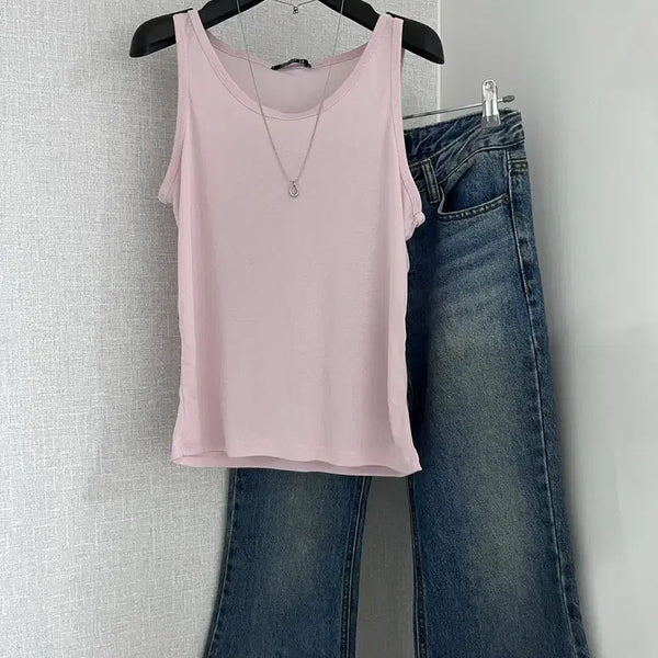 [BUNJANG] Sleeveless Top - Light Pink / (새) 썸머 슬리브리스 민소매 나시 연핑크
