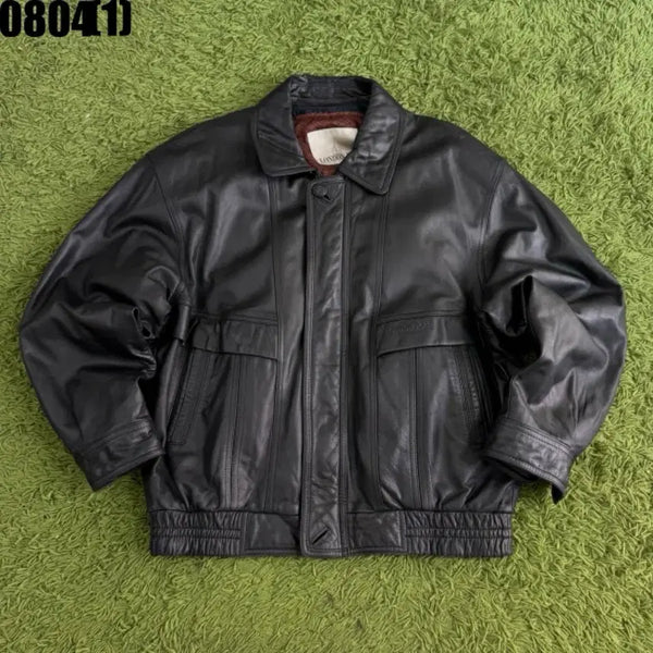 [BUNJANG] London Fog Black Leather Jacket / 런던포그 재킷 블랙 레더