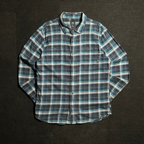 [BUNJANG] Vans Teal Flannel Check Long Sleeve Shirt M / 반스 청록 플란넬 체크 긴팔 셔츠