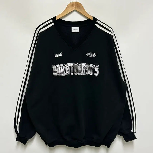 [BUNJANG] 1993 Studio 90s V-Neck Sweatshirt - Black (Size L) / [남여공용-100~105]1993스튜디오 90S 브이넥 블랙 스웨트셔츠