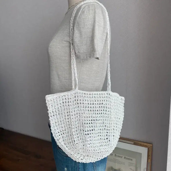 [BUNJANG] White Collar Crochet Shoulder Bag / 화이트 칼라 크로쉐  숄더백