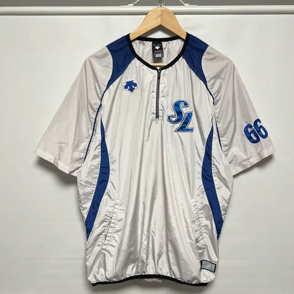 [BUNJANG] Descente Samsung Lions Authentic Training Windbreaker Half Zip Warm-up (Size 110) / [정품/110] 데상트 삼성라이온즈 어센틱 트레이닝 바람막이 반팔 웜업 반집업