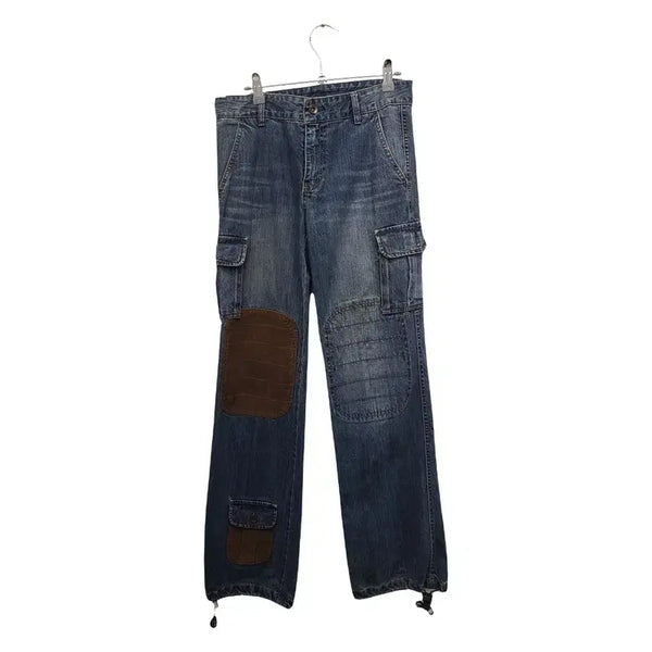 [BUNJANG] Vintage Washed Patch Detail Y2K Cargo Denim Pants / 빈티지 카고 워싱 패치 디테일 Y2K 데님팬츠 30