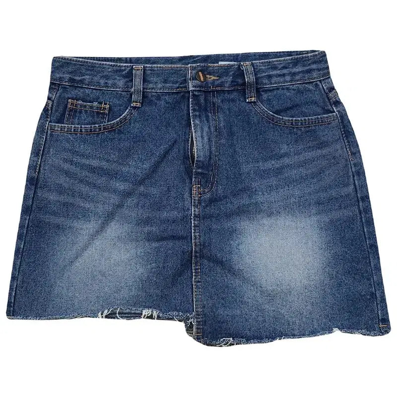 [BUNJANG] Women's Vintage Asymmetrical Washed Denim Skirt - L / 여자 빈티지 언발란스 워싱 데님 스커트 L