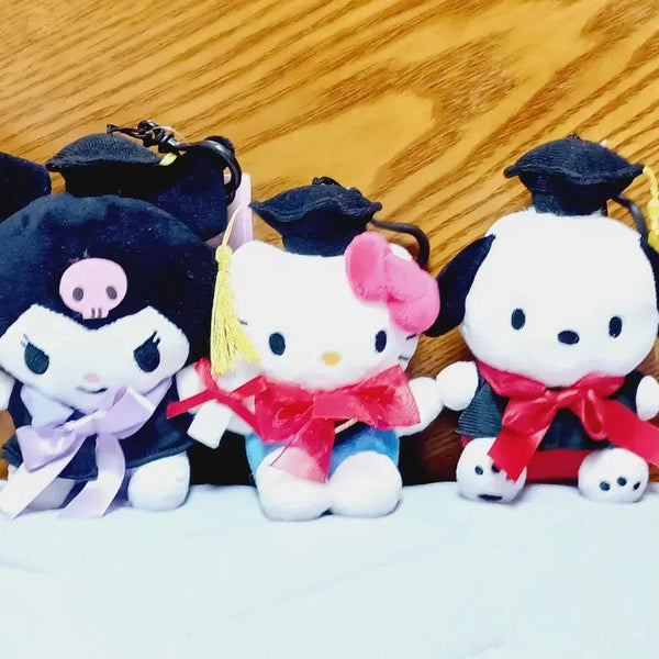 [BUNJANG] Sanrio Graduation Cap Keyring Plush Dolls (Kuromi, Hello Kitty, Pochacco) - 13cm / 산리오 학사모 키링인형 13센치 (쿠로미, 헬로키티, 포차코)