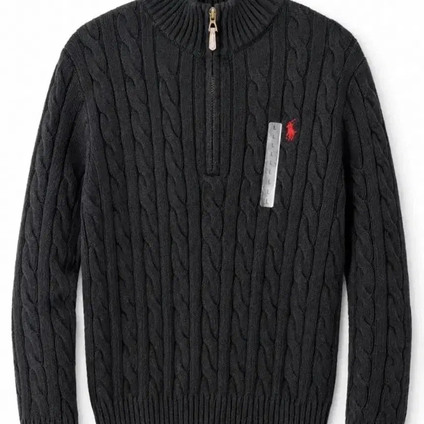 [BUNJANG] Polo Ralph Lauren Cable Knit Zip-Up Black / 폴로 랄프로렌 케이블 니트 집업 블랙